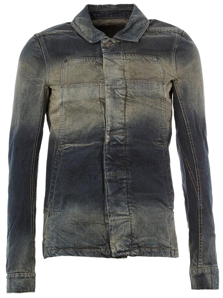 Rick Owens Drkshdw Bleached Denim Jacket, Men's, Size: Xs, Blue, Cotton