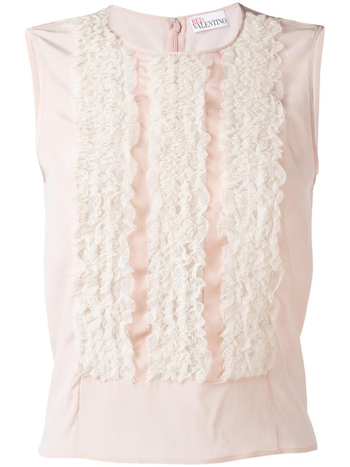 Red Valentino Lace Frills Tank Top, Women's, Size: 44, Pink/purple, Silk/polyamide