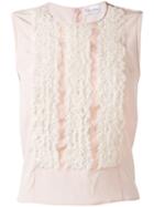 Red Valentino Lace Frills Tank Top, Women's, Size: 44, Pink/purple, Silk/polyamide