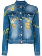 Philipp Plein Blejan Denim Jacket, Women's, Size: Medium, Blue, Cotton/spandex/elastane