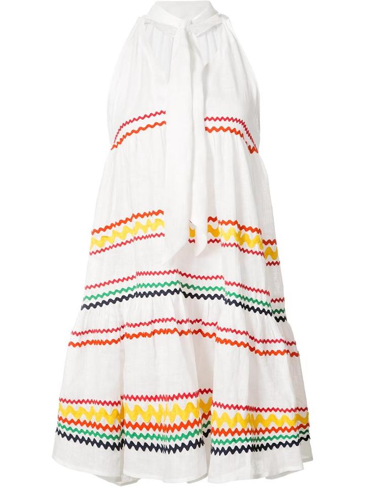 Lisa Marie Fernandez Striped Ruffled Dress, Women's, Size: Ii, White, Cotton
