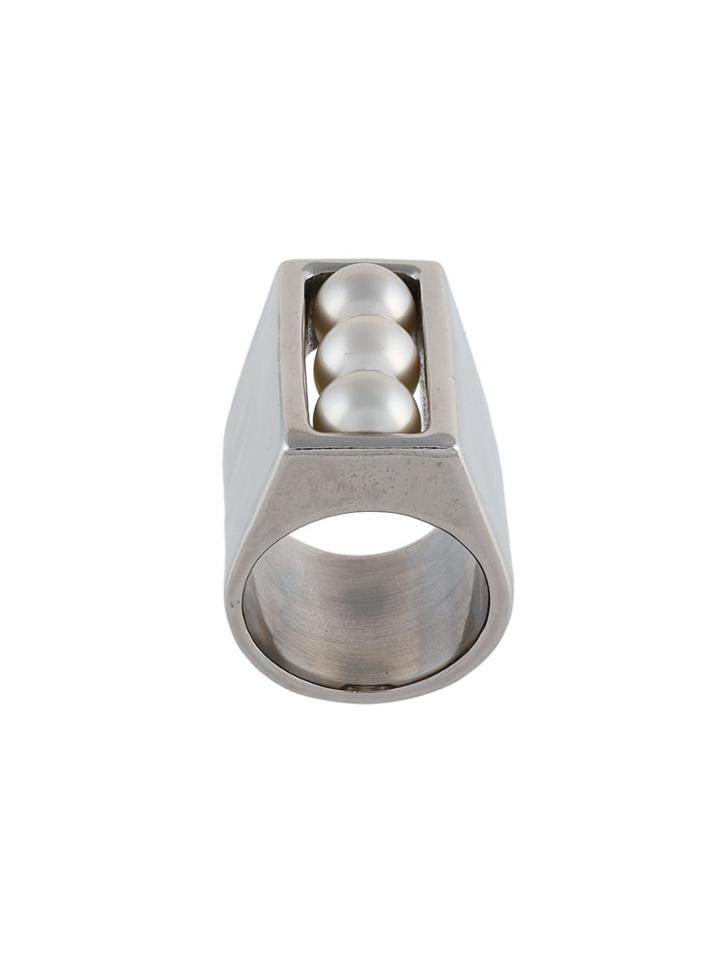 Chanel Pre-owned Pearl Embellished Ring - Grey