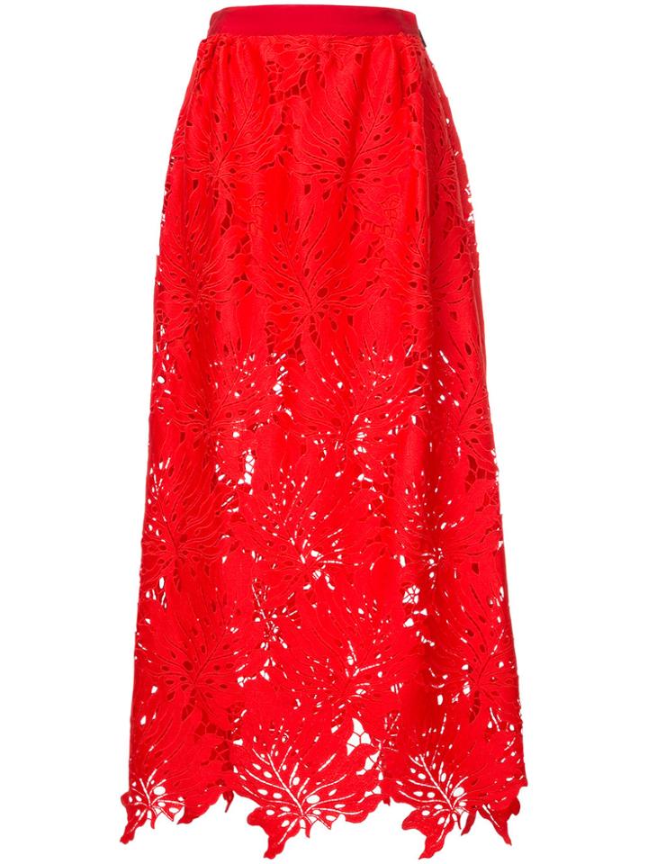 Msgm Cut-out Detail Embroidered Skirt