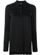 Dkny Fringed Back Shirt, Women's, Size: Large, Black, Polyester/spandex/elastane/silk