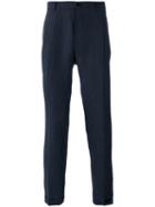 Etro Front Pleat Trousers, Men's, Size: 54, Blue, Linen/flax