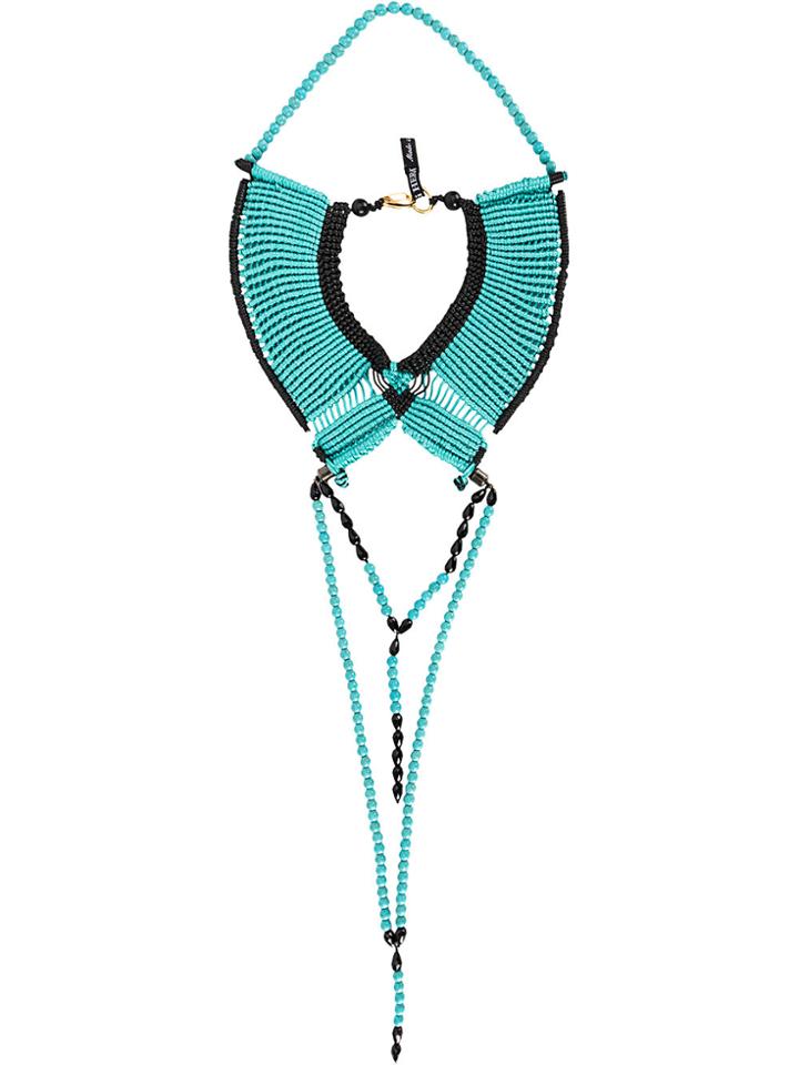 Afroditi Hera Beaded Woven Necklace - Blue