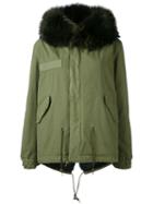 Mr & Mrs Italy - Army Mini Parka - Women - Cotton/leather/rabbit Fur/racoon Fur - Xxs, Green, Cotton/leather/rabbit Fur/racoon Fur