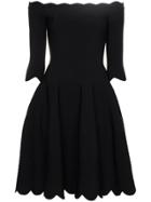 Alexander Mcqueen Off The Shoulder Knit Dress - Black