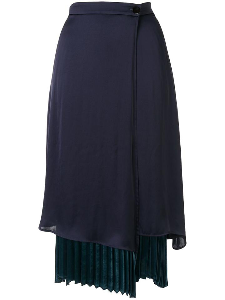 Loveless Pleated Layered Skirt - Blue