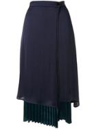 Loveless Pleated Layered Skirt - Blue