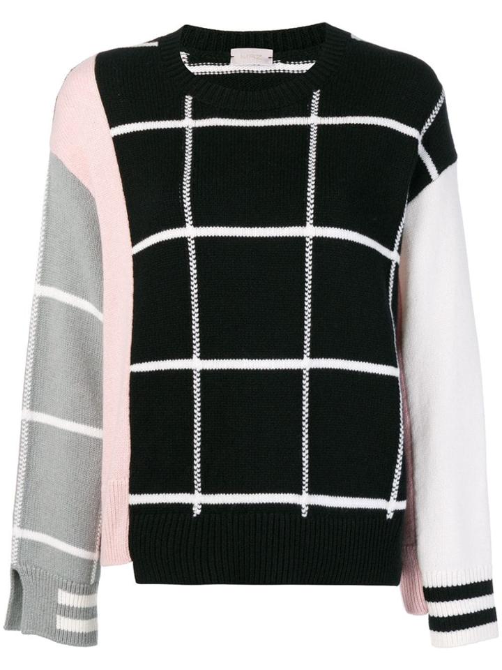 Mrz Colour-block Check Sweater - Black