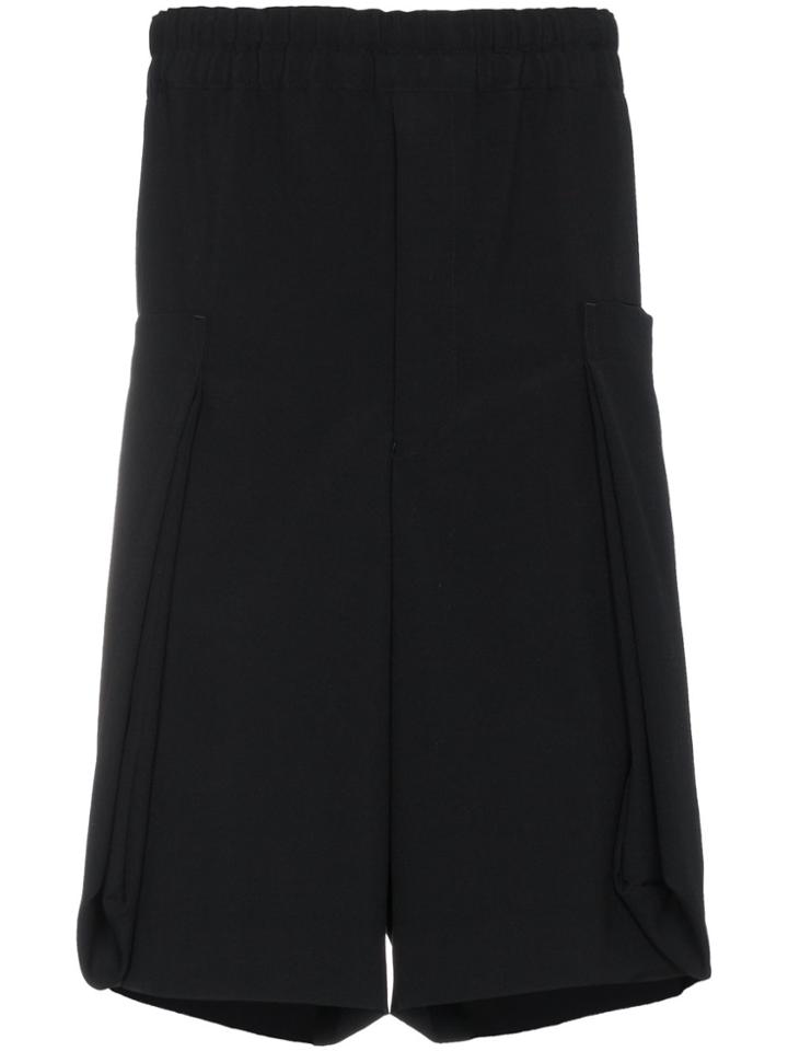 Comme Des Garçons Homme Plus Wool Shorts With Drawstring Waist - Black