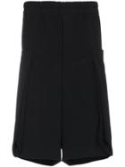Comme Des Garçons Homme Plus Wool Shorts With Drawstring Waist - Black