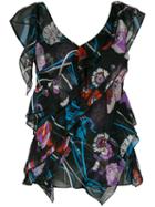 Emilio Pucci - Floral Print Ruffled Blouse - Women - Silk - 42, Black, Silk