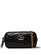 Gucci Black Gg Marmont Leather Mini Chain Bag