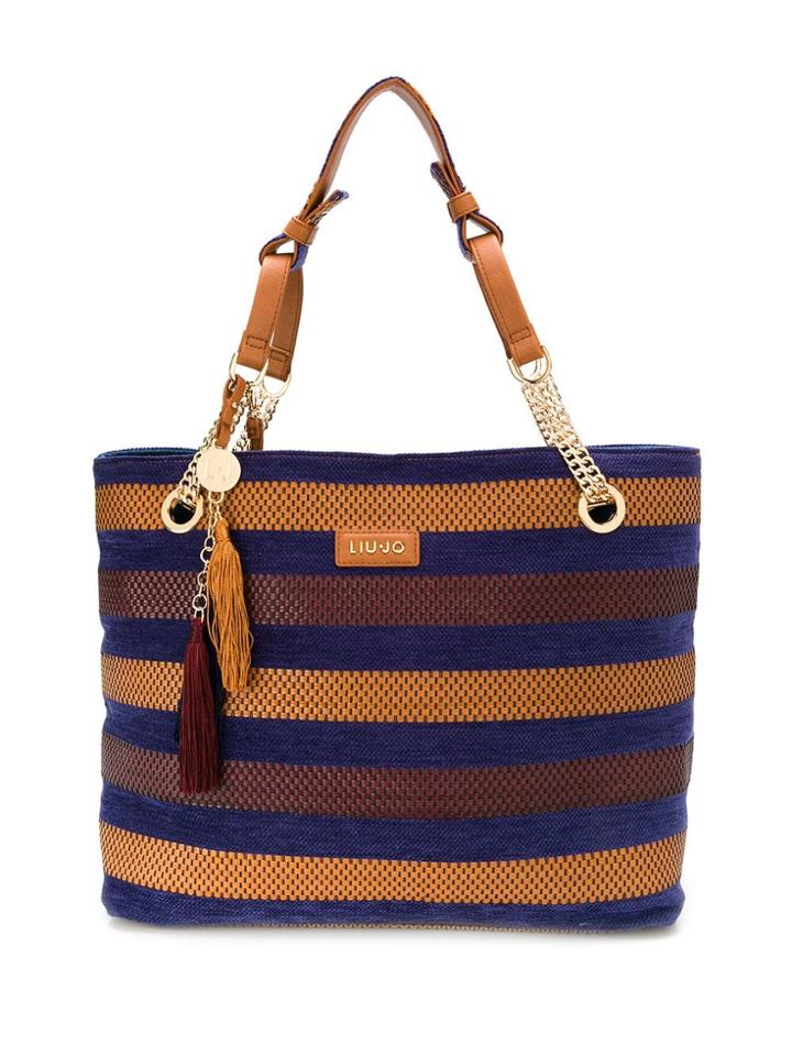 Liu Jo Striped Logo Tote - Blue