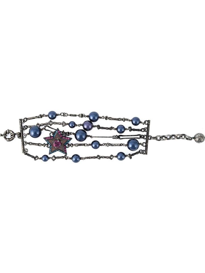 Lanvin Embellished Strappy Chain Bracelet, Women's, Blue