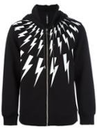 Neil Barrett Thunder Zipped Hoodie, Men's, Size: Large, Black, Viscose/spandex/elastane/lyocell/cotton