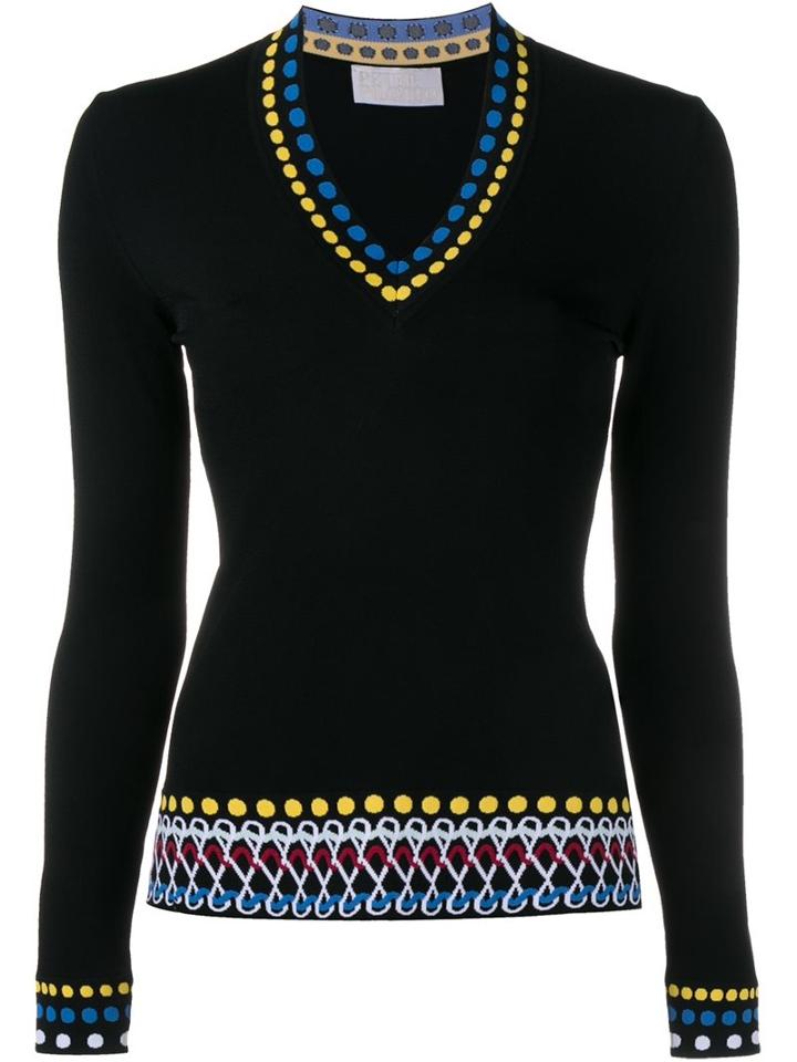 Peter Pilotto Dotted Printed Trim Jumper, Women's, Size: Large, Black, Viscose/polyamide
