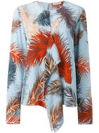 Emilio Pucci Feather Print Blouse, Women's, Size: 42, Blue, Silk