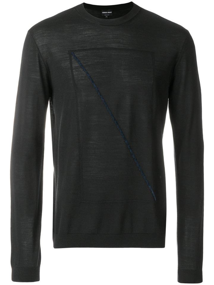 Giorgio Armani Front Prined Longsleeved Sweater - Black