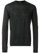 Giorgio Armani Front Prined Longsleeved Sweater - Black