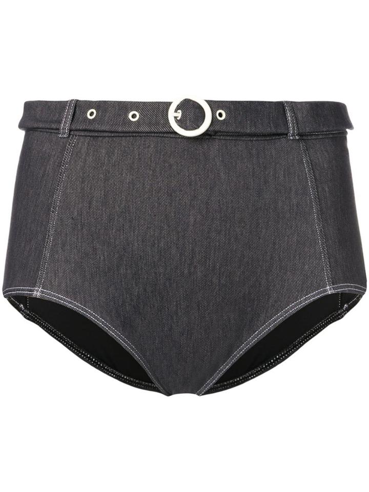Solid & Striped Denim-style High-rise Bikini Briefs - Blue