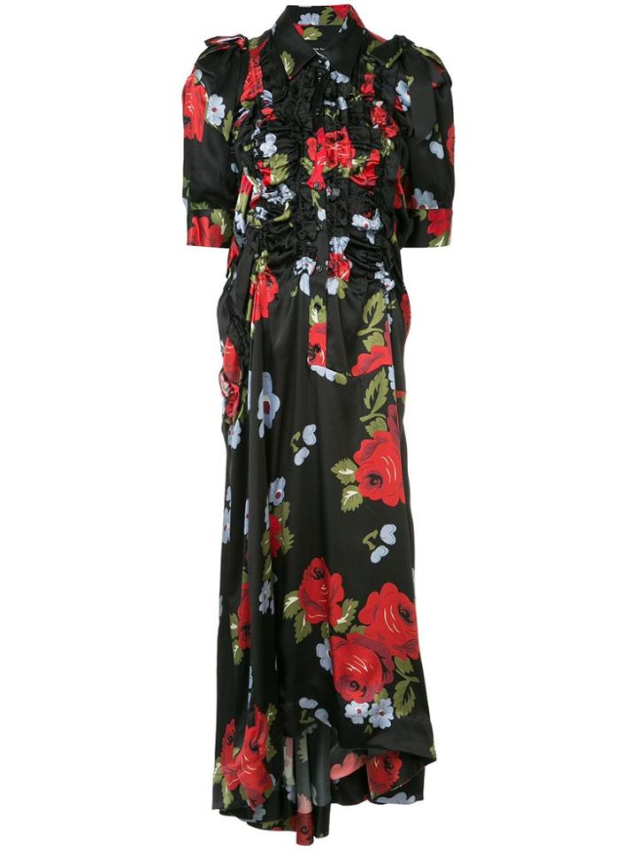 Simone Rocha Ruffled Floral Dress - Black