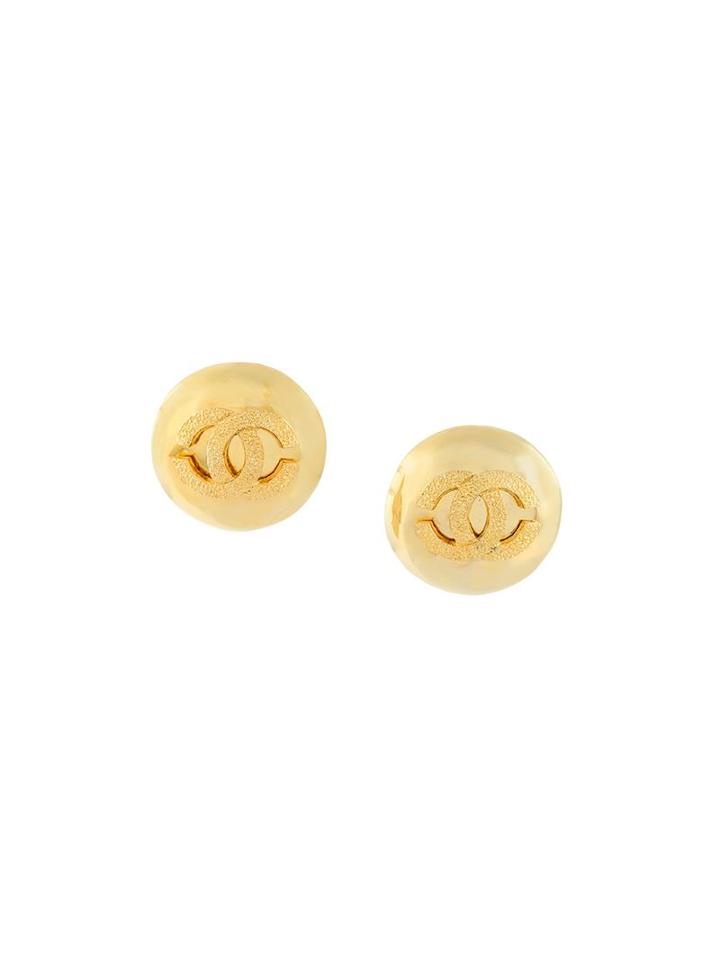 Chanel Vintage Cc Logo Clip-on Earrings, Women's, Yellow/orange