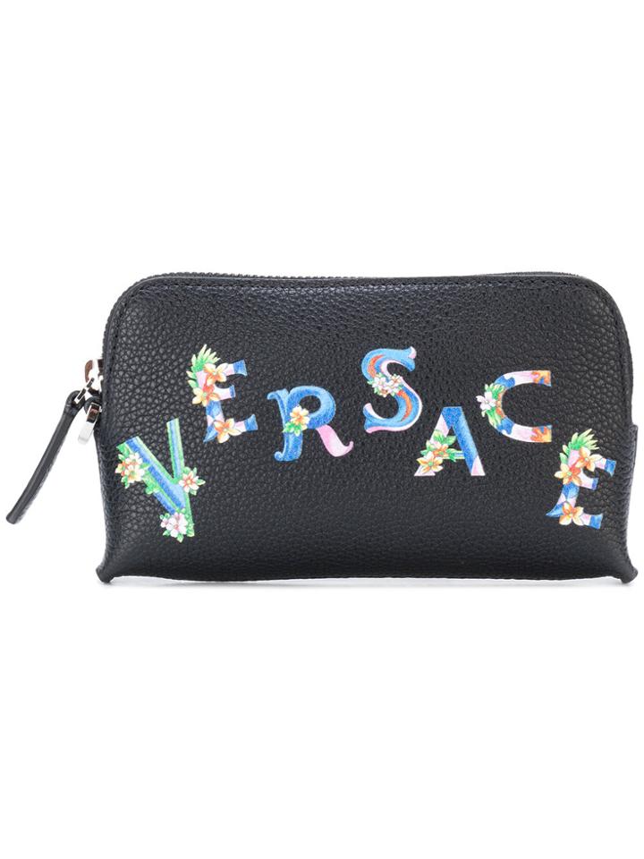Versace Beverly Palm Print Wash Bag - Black