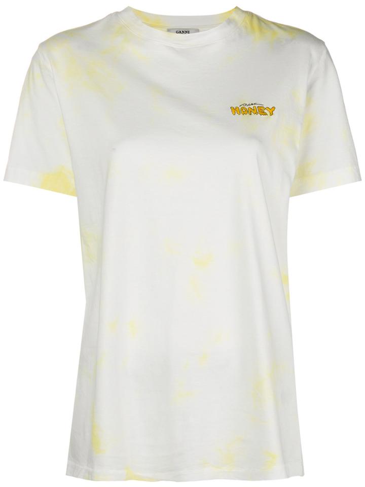 Ganni Slogan Tie-dye T-shirt - White