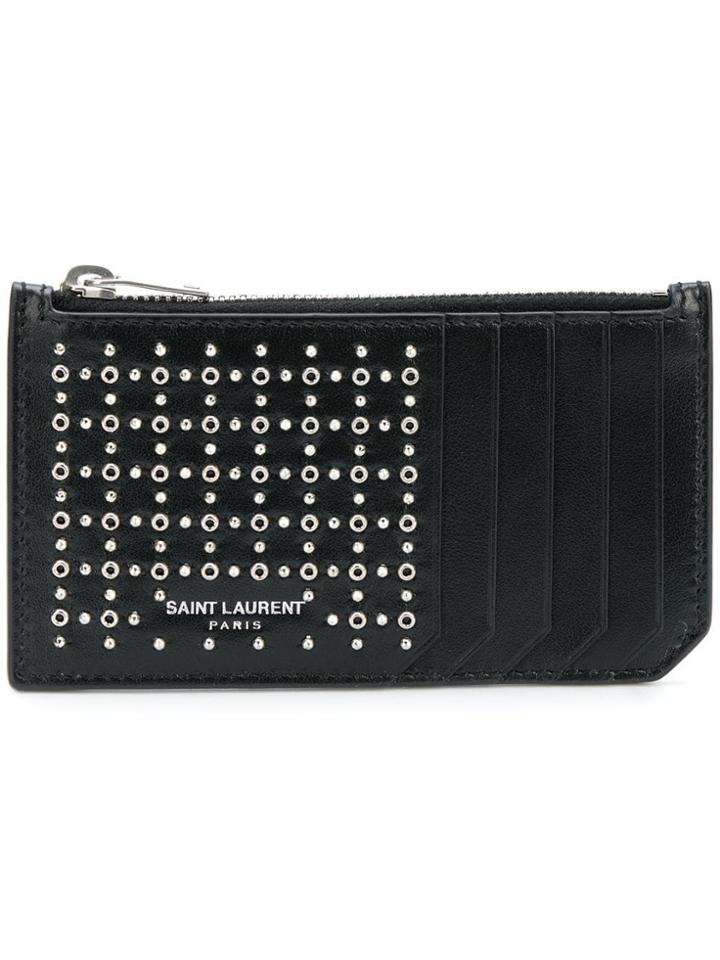 Saint Laurent Grommet-embellished Wallet - Black