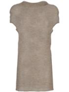 Rick Owens - Short Sleeve Knit Top - Women - Polyamide/alpaca - S, Nude/neutrals, Polyamide/alpaca