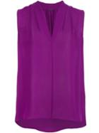 Elie Tahari Sleeveless V-neck Blouse, Women's, Size: Xs, Pink/purple, Silk