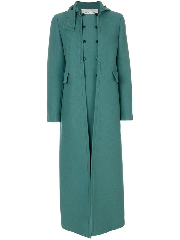 Valentino Double-breasted Long Coat - Green