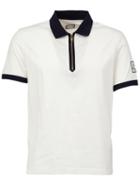 Moncler Gamme Bleu Zip Polo Shirt, Men's, Size: S, White, Cotton