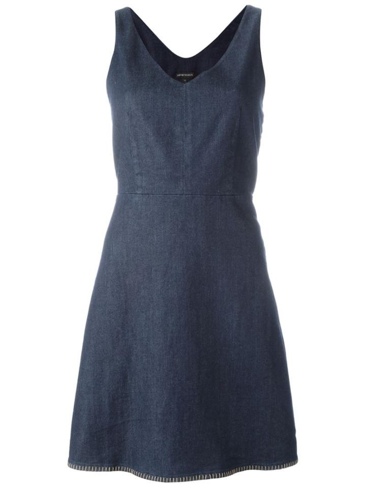 Emporio Armani Sleeveless Denim Dress, Women's, Size: 44, Blue, Cotton/polyester