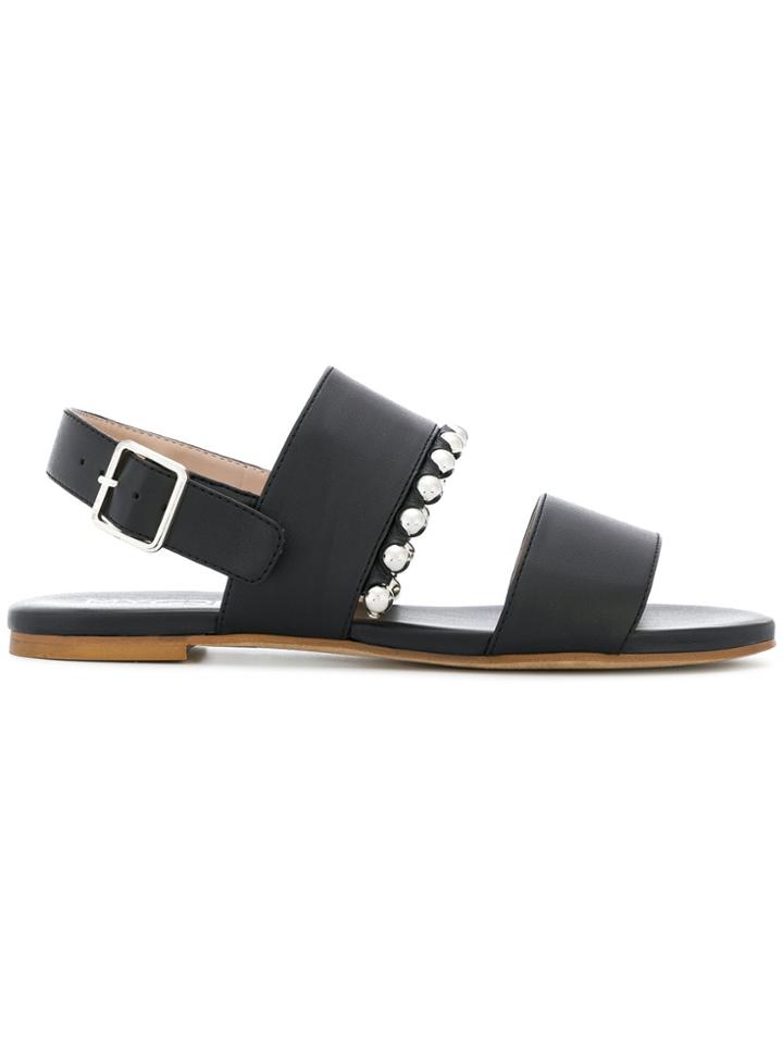 Grey Mer Studded Ball Sandals - Black