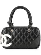 Chanel Vintage Quilted Cc Logos Cambon Line Hand Bag - Black