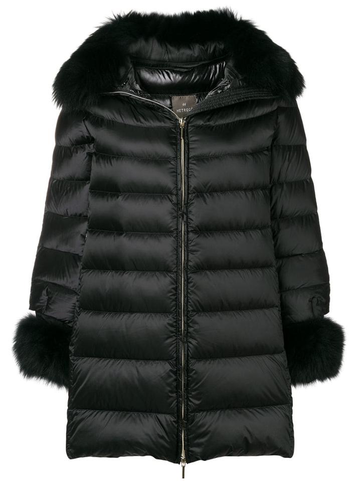Hetregò Fur Trimmed Coat - Black