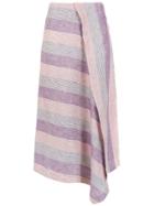 Alcaçuz Knife Striped Skirt - Pink & Purple