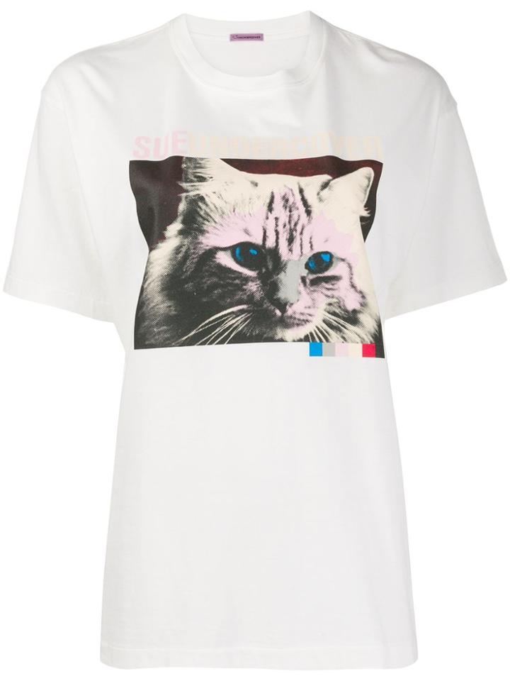Sueundercover Cat Print T-shirt - White