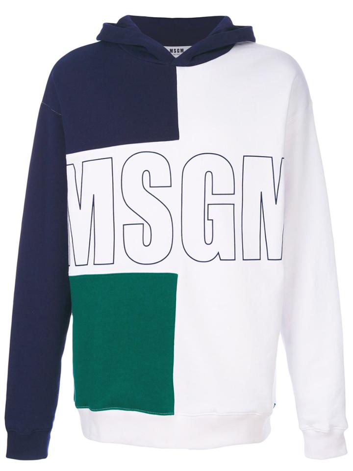 Msgm Block Panel Hoodie - White