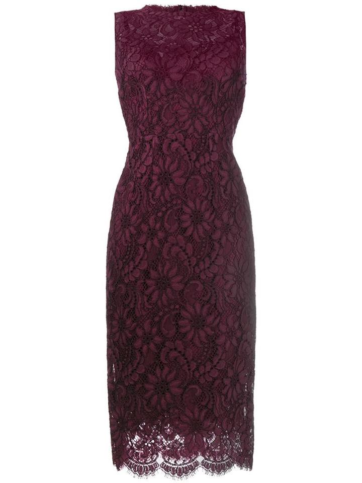 Dolce & Gabbana Floral Lace Fitted Dress, Women's, Size: 40, Pink/purple, Cotton/polyamide/viscose/polyamide