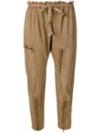 Current/elliott Drawstring Zip-embellished Trousers - Nude & Neutrals