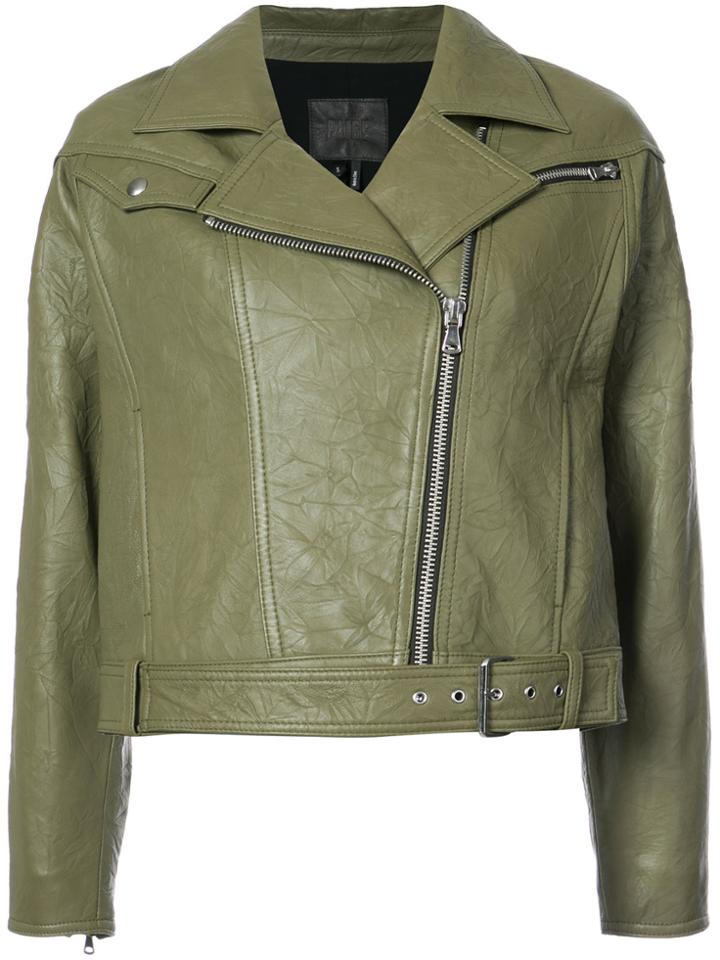 Paige Cropped Biker Jacket - Green