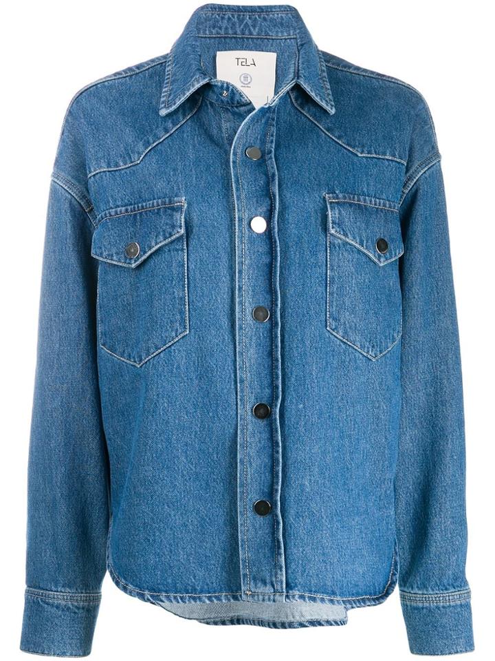 Tela Button Denim Jacket - Blue