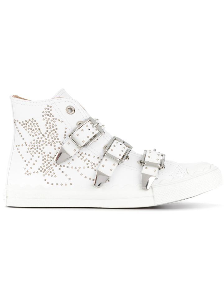 Chloé Kyle Buckled Hi-top Sneakers - White
