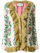 Gucci Intarsia Jacquard Flowers Cardigan - Neutrals