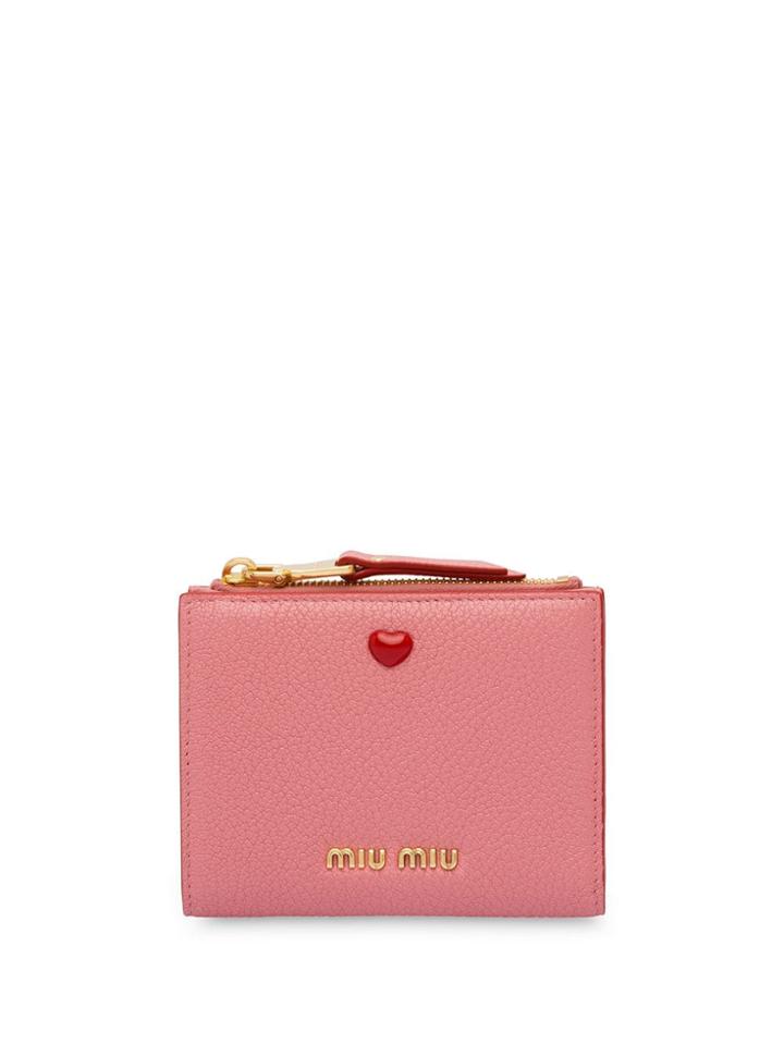 Miu Miu Heart Detail Wallet - Pink